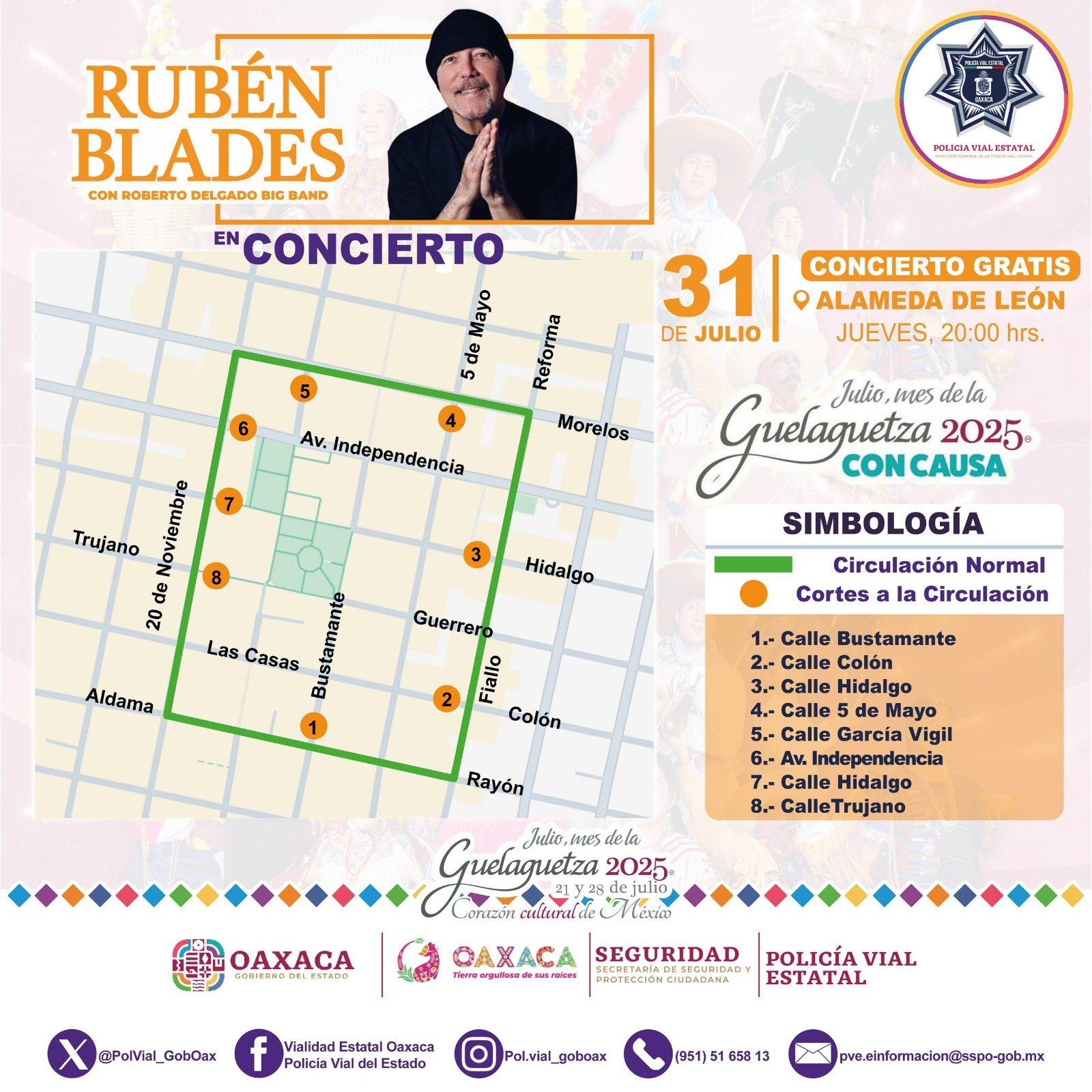 Implementaran operativo por concierto de Rubén Blades en la Alameda de León