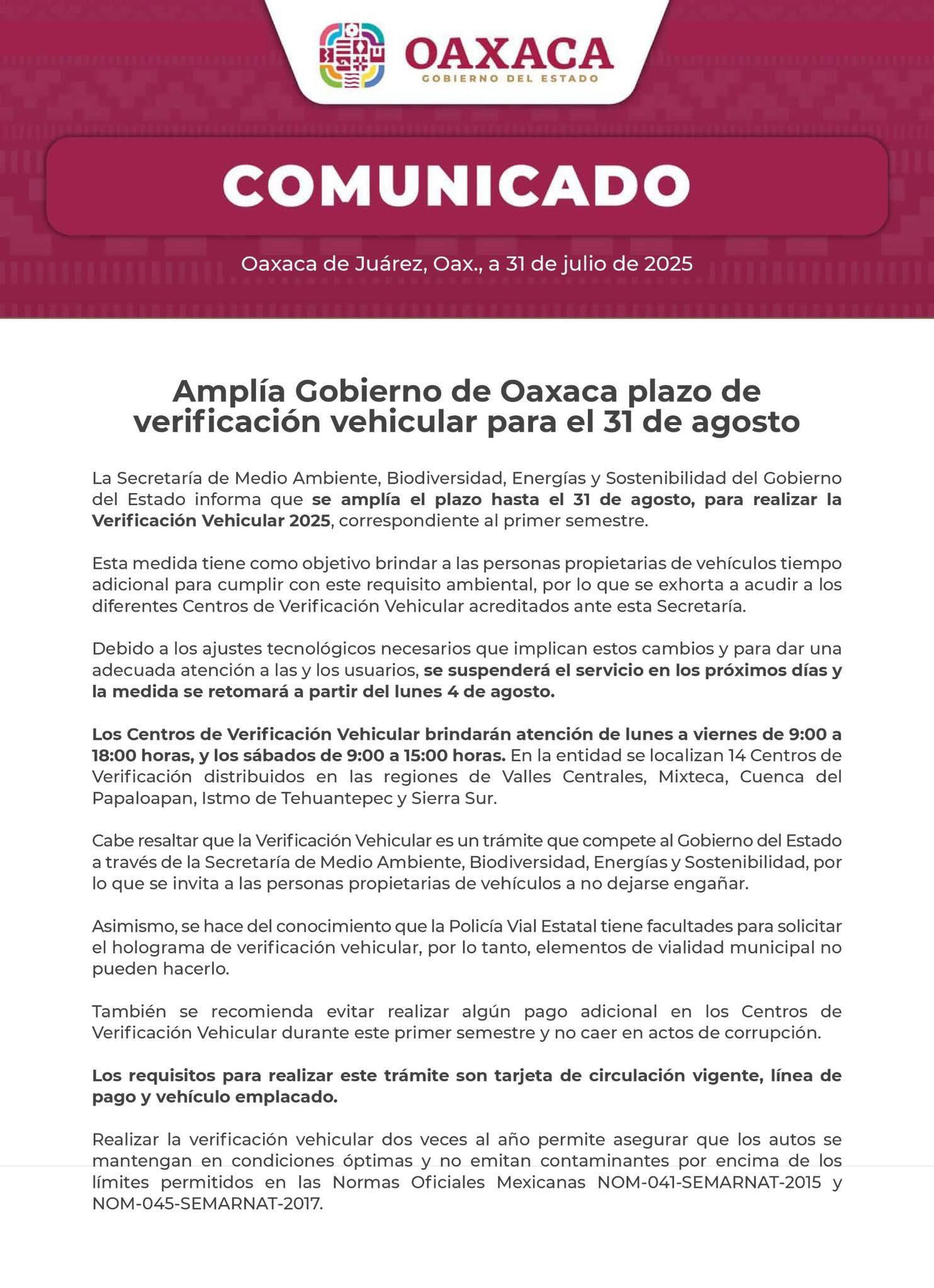 Amplían plazo de verificación vehicular hasta el 31 de agosto