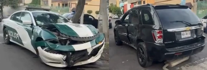 Patrulla de la CDMX choca contra camioneta al circular a exceso de velocidad  
