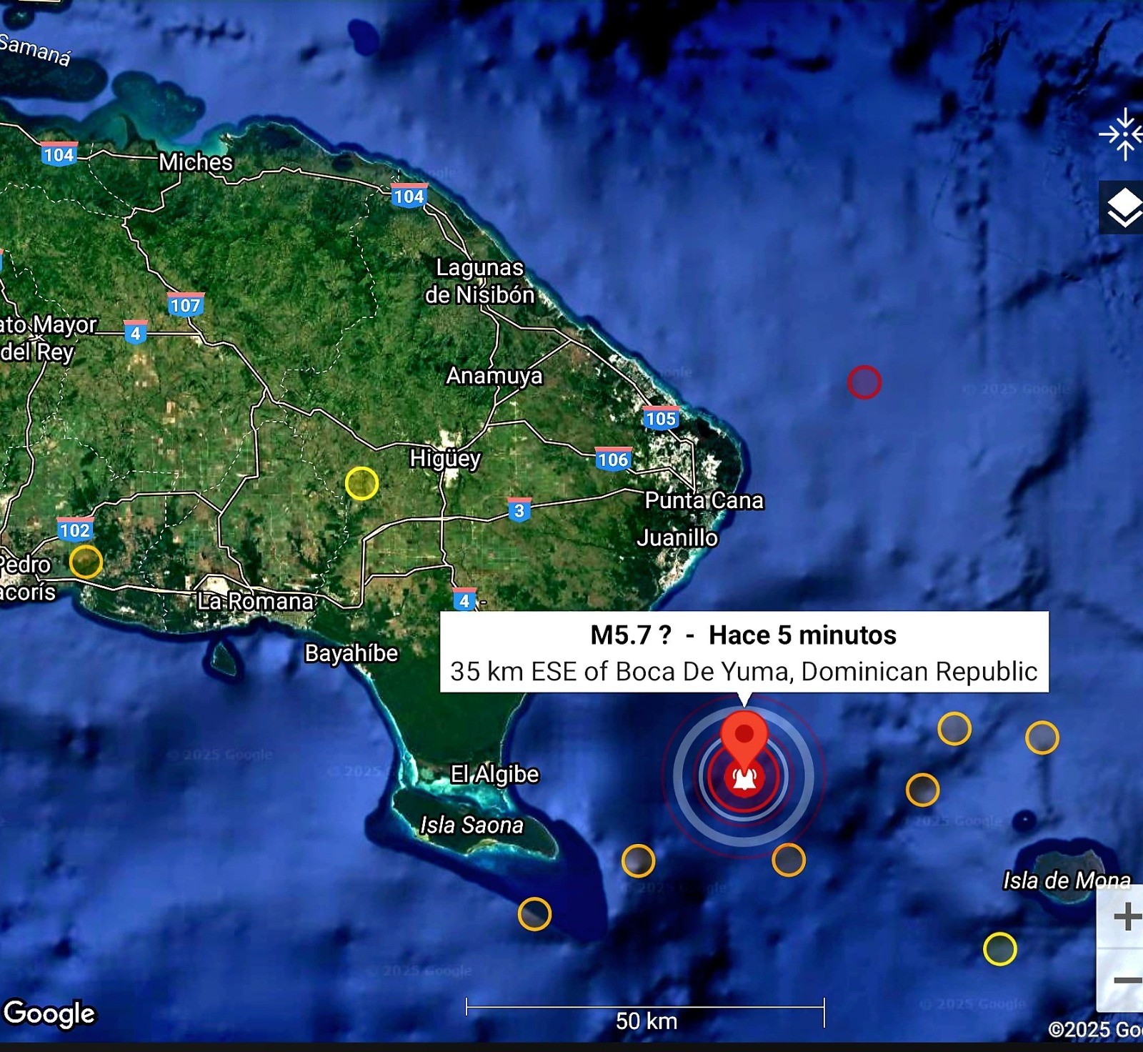 Sismo de 5.7 sacude parte de República Dominicana