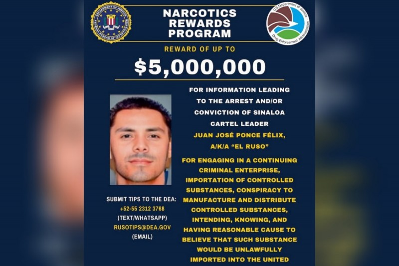 EU ofrece recompensa de 5 mdd por Juan José Ponce Félix, “El Ruso”, del Cártel de Sinaloa