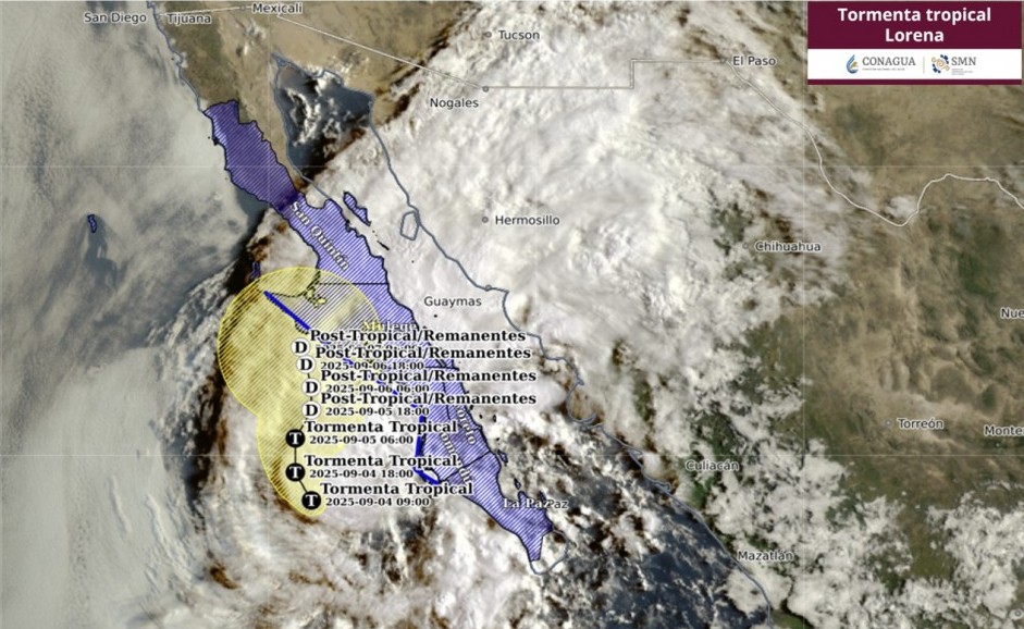 “Lorena” se degrada a tormenta tropical