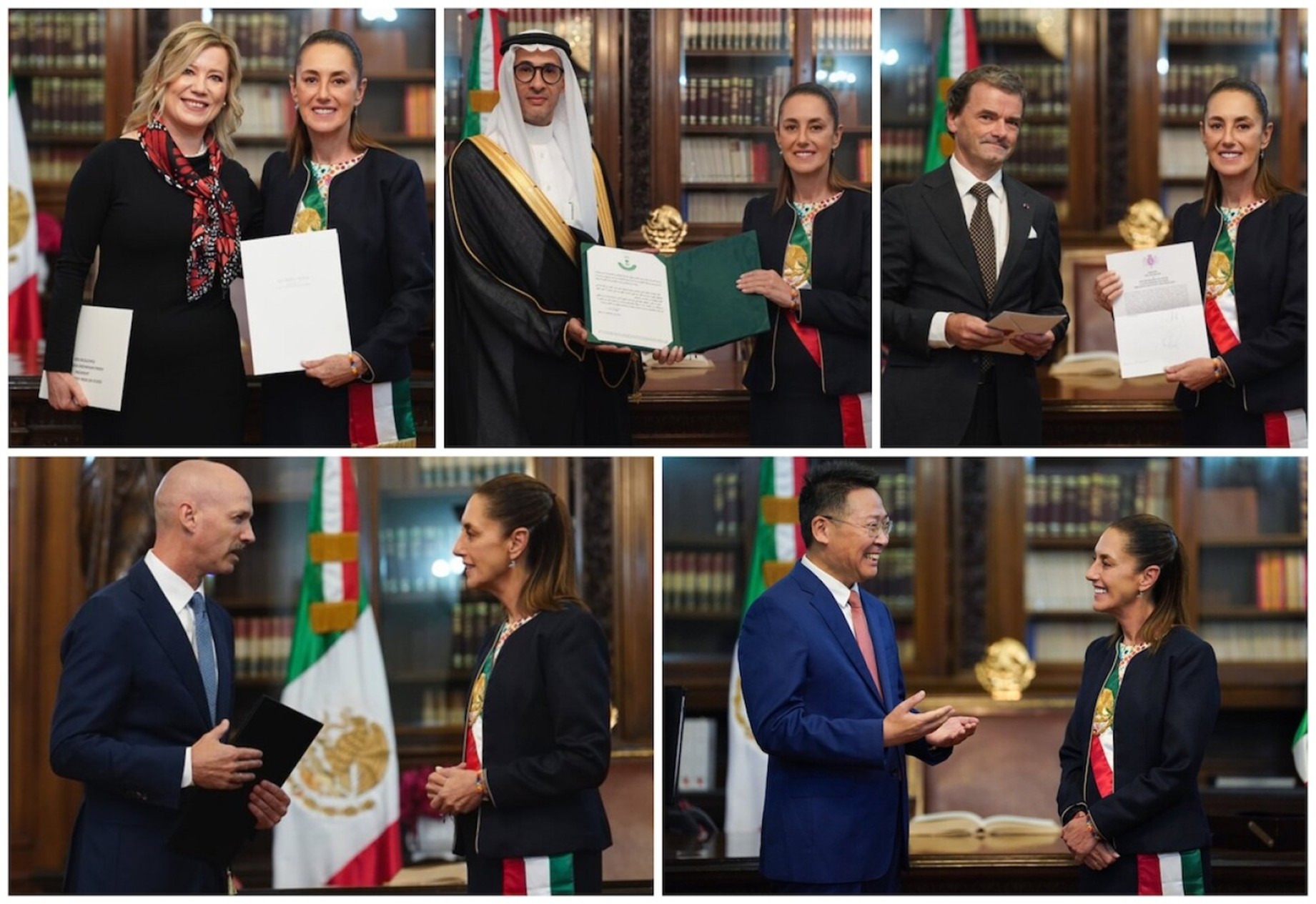 Recibe Sheinbaum cartas credenciales de cinco embajadores en México