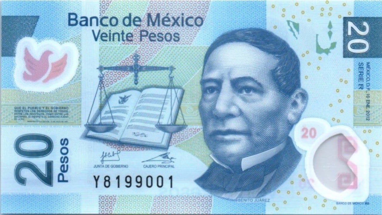 Banxico retira el billete de 20 pesos tipo F con Benito Juárez
