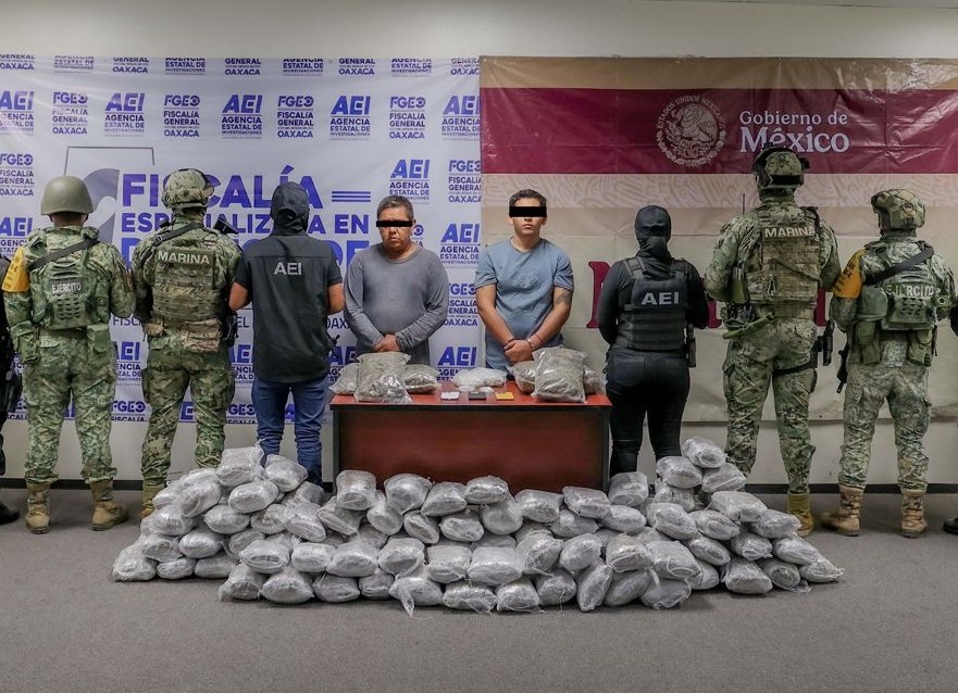 Cae “El Chino” y “El Iber” con más de 100 kilos de marihuana en el Istmo de Tehuantepec