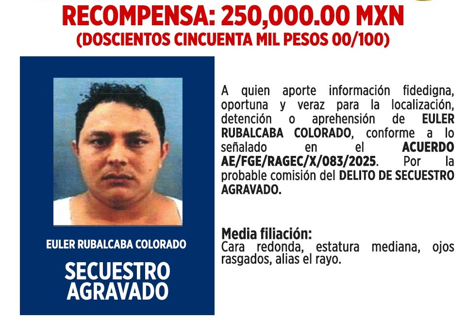 Fiscalía de Tabasco ofrece 250 mil pesos de recompensa por “El Rayo”, presunto jefe de La Barredora