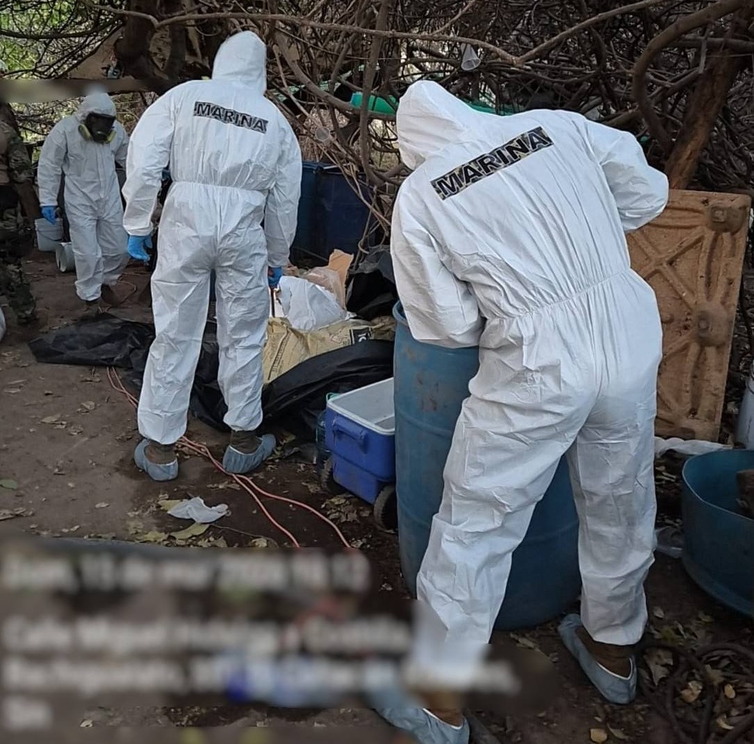 Marina asegura laboratorio clandestino en “El Tule”, Culiacán